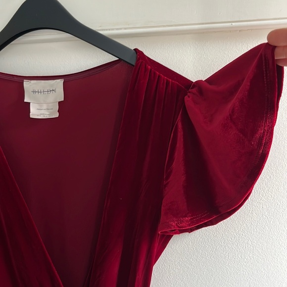 BHLDN Thrive Velvet MIDI Wrap Dress Blue Size Large NWT - Picture 7 of 16